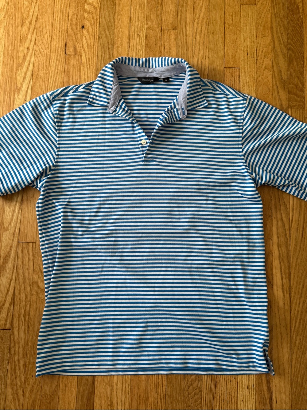 Walter Hagen Blue & White Striped Polo Shirt